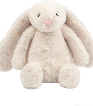 Squeaky Dog Chew Toy, Ideal Dog Toys for Chewers, Small, Medium & Large Dogs, and Fetch Lovers - Bunny (Beige), Large