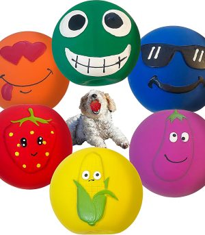 3 Inch Latex Dog Squeaky Toys Soft Rubber Dog Toys Puppy Chew Toy Squeaky Toy Fetch Play Animal Ball Toy for Puppy Small Medium Pets Dog (6 Pack Balls)