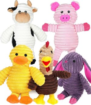 Dog Toys, 5 Pack, Plush Dog Squeaky Toys, Assortment Value Bundle Animal Pet Toy for Small Medium Large Dogs, Stuffed Puppy Chew Toy